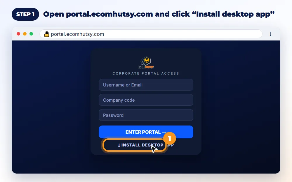 Step 1: Open the portal and click “Install desktop app”