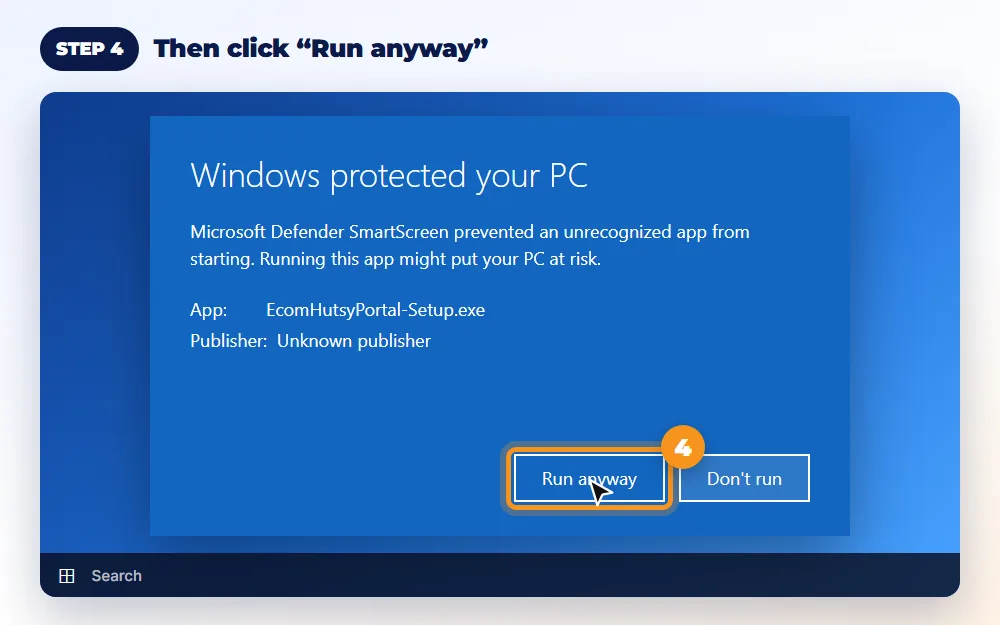 Step 4: Then click “Run anyway”